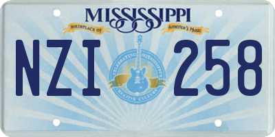 MS license plate NZI258