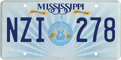 MS license plate NZI278