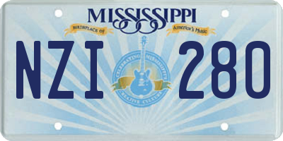 MS license plate NZI280