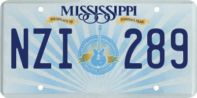 MS license plate NZI289