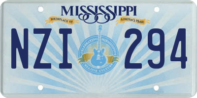 MS license plate NZI294