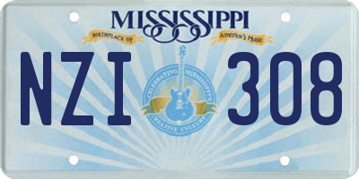 MS license plate NZI308