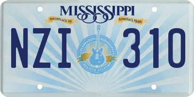 MS license plate NZI310