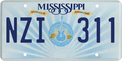 MS license plate NZI311