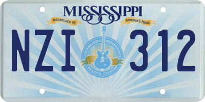 MS license plate NZI312