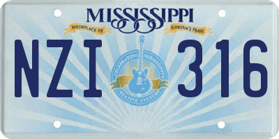 MS license plate NZI316