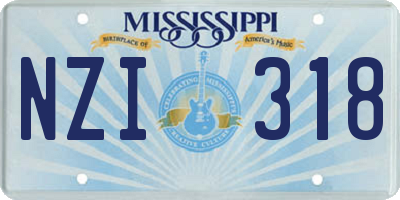 MS license plate NZI318