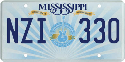 MS license plate NZI330