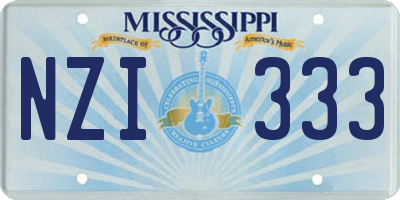MS license plate NZI333
