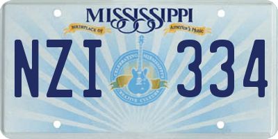 MS license plate NZI334