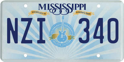 MS license plate NZI340