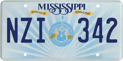MS license plate NZI342