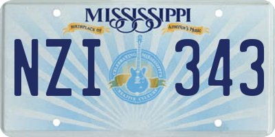 MS license plate NZI343