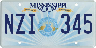 MS license plate NZI345