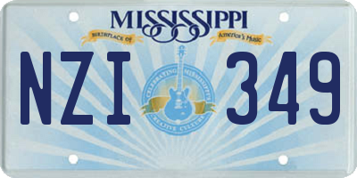 MS license plate NZI349