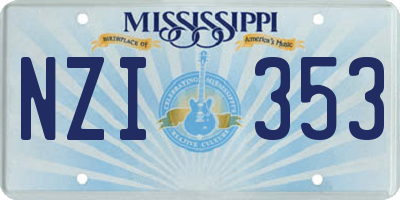 MS license plate NZI353