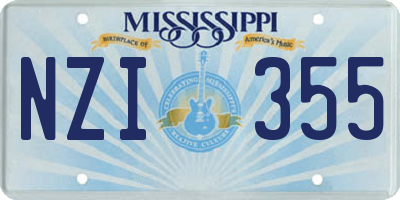MS license plate NZI355