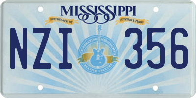 MS license plate NZI356