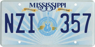MS license plate NZI357