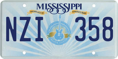 MS license plate NZI358
