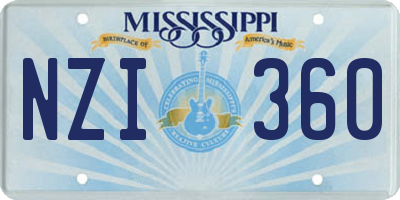 MS license plate NZI360