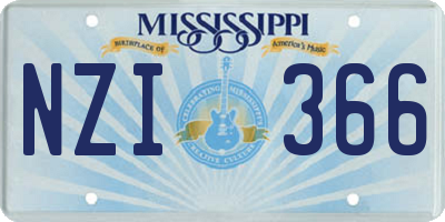 MS license plate NZI366