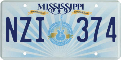 MS license plate NZI374