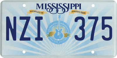MS license plate NZI375
