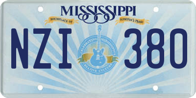 MS license plate NZI380
