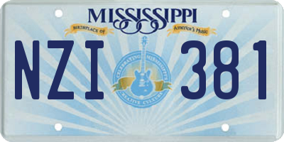 MS license plate NZI381