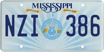 MS license plate NZI386