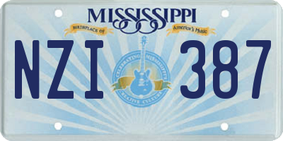 MS license plate NZI387