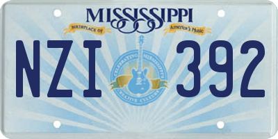 MS license plate NZI392