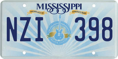 MS license plate NZI398