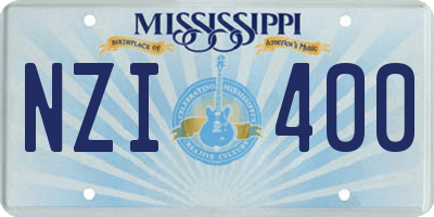 MS license plate NZI400
