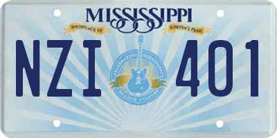 MS license plate NZI401