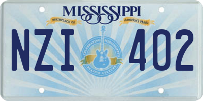 MS license plate NZI402