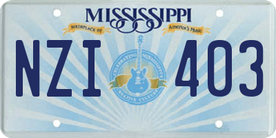 MS license plate NZI403