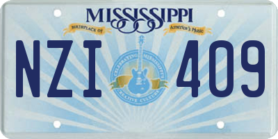 MS license plate NZI409