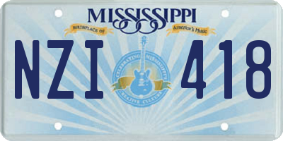 MS license plate NZI418
