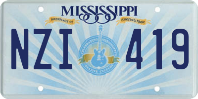 MS license plate NZI419
