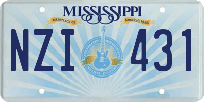 MS license plate NZI431