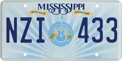 MS license plate NZI433