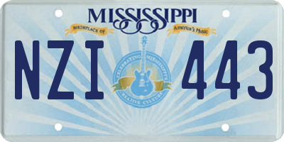 MS license plate NZI443