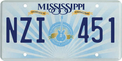 MS license plate NZI451
