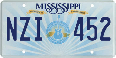 MS license plate NZI452