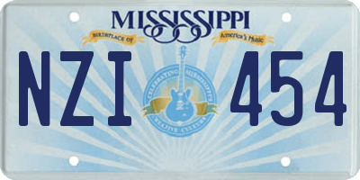 MS license plate NZI454
