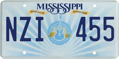 MS license plate NZI455