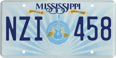 MS license plate NZI458