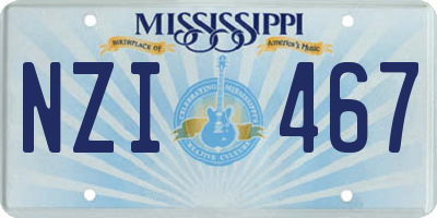 MS license plate NZI467
